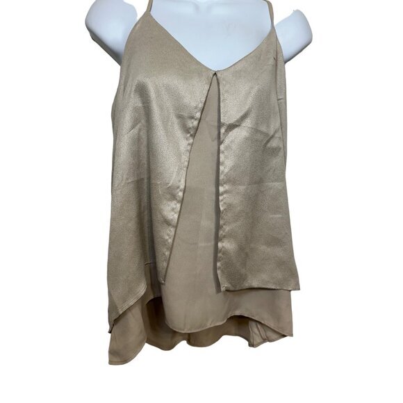 3 for $15 Harve Benard Gold Metallic Layered Sleeveless Cami‎ Top, NWT Large - Picture 1 of 9